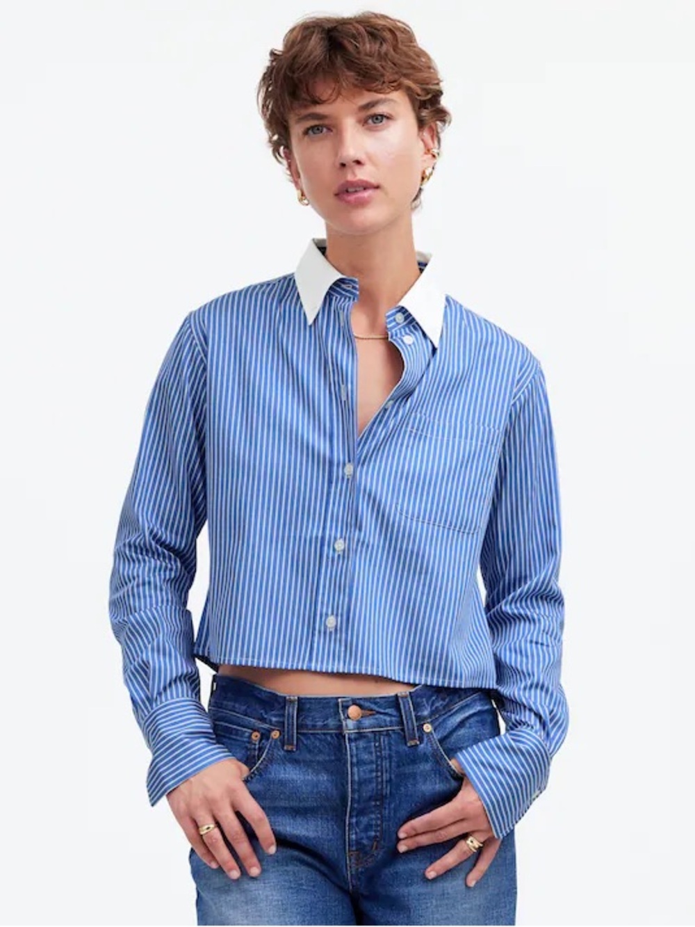 NWT Madewell Relaxed Button Up Shirt Striped Small Preppy Coastal - Picture 2 of 7